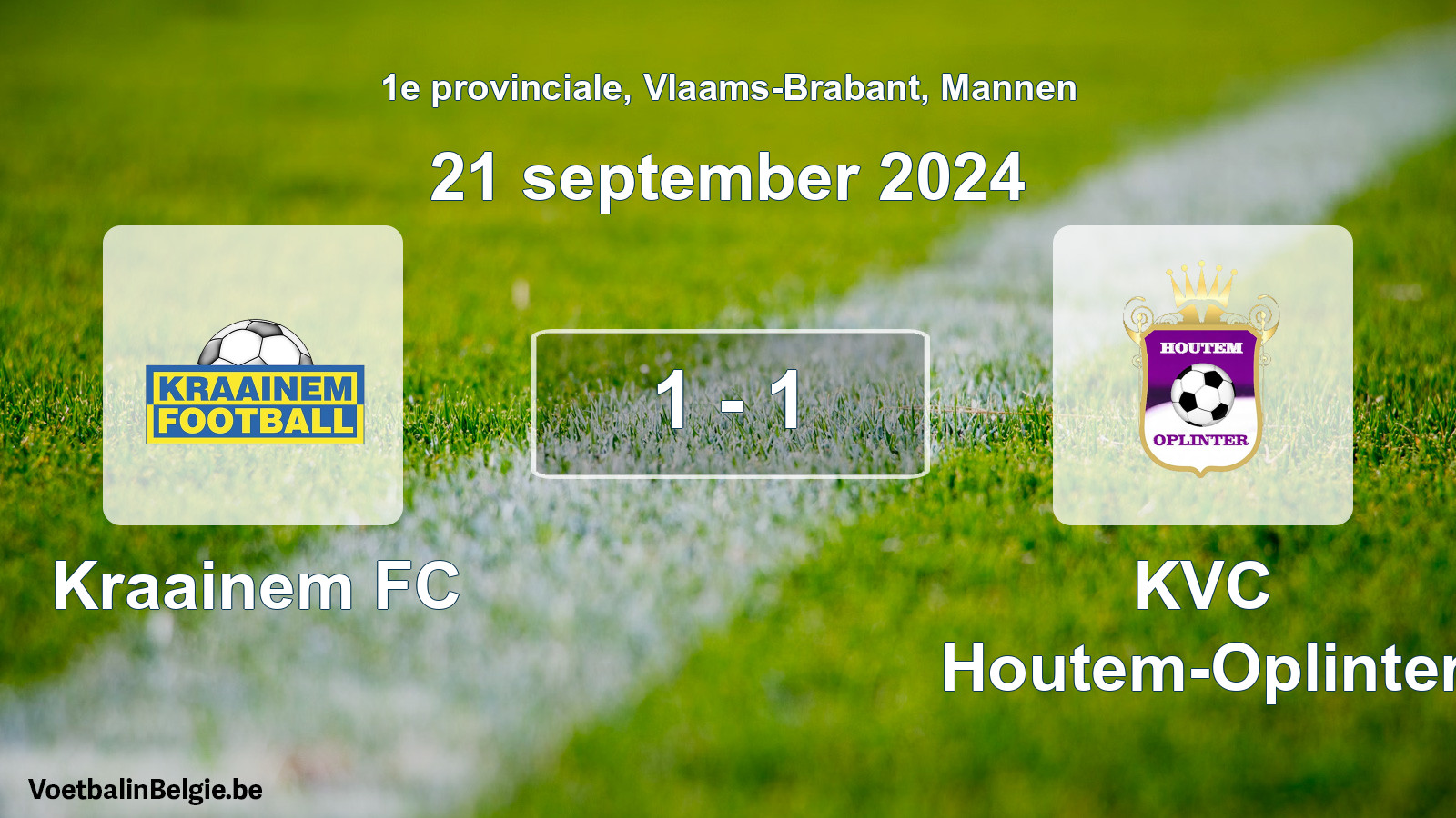 Gespeelde wedstrijd mannenvoetbal: Kraainem FC - KVC Houtem-Oplinter 1 - 1 (21 september 2024)