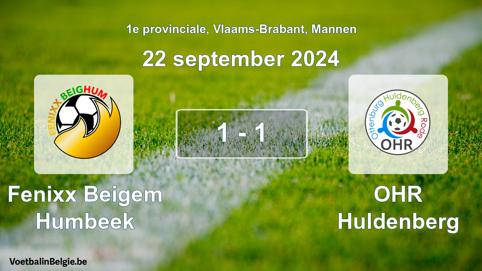 Gespeelde wedstrijd mannenvoetbal: Fenixx Beigem Humbeek - OHR Huldenberg 1 - 1 (22 september 2024)