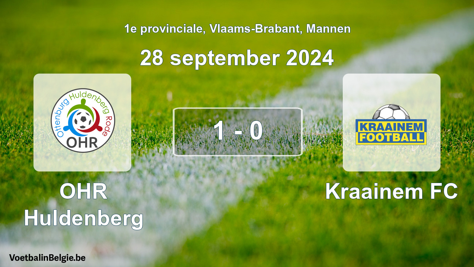 Gespeelde wedstrijd mannenvoetbal: OHR Huldenberg - Kraainem FC 1 - 0 (28 september 2024)