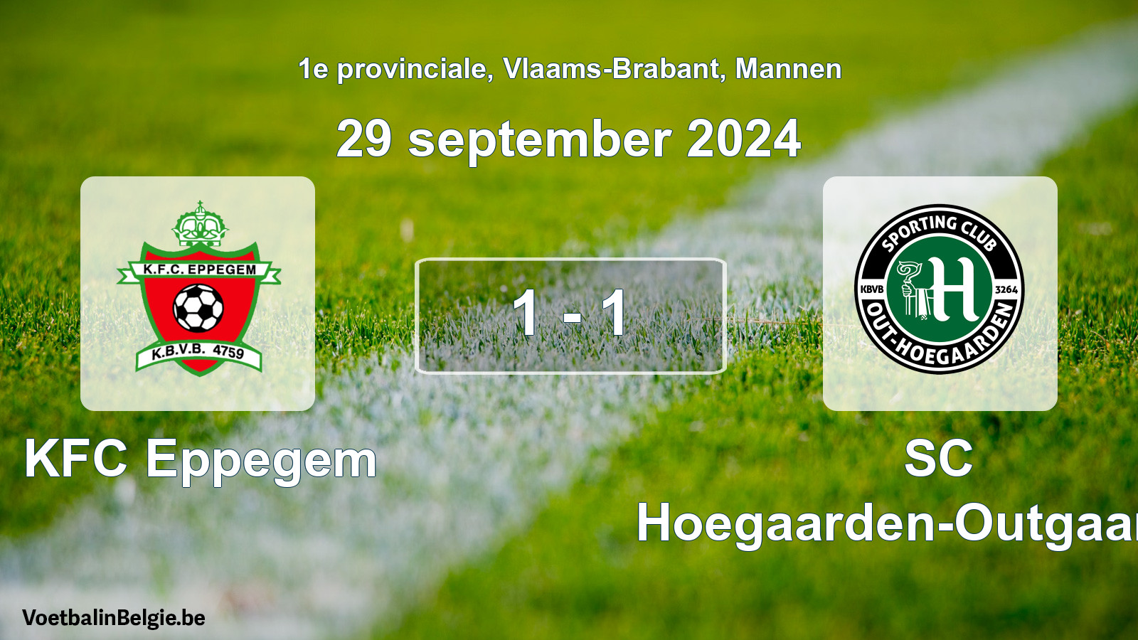 Gespeelde wedstrijd mannenvoetbal: KFC Eppegem - SC Hoegaarden-Outgaarden 1 - 1 (29 september 2024)