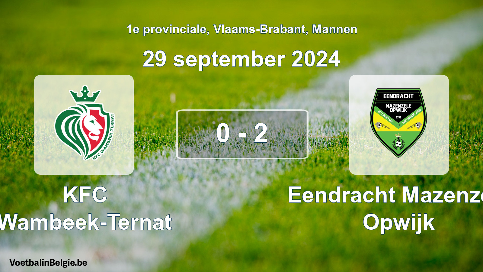 Gespeelde wedstrijd mannenvoetbal: KFC Wambeek-Ternat - Eendracht Mazenzele Opwijk 0 - 2 (29 september 2024)