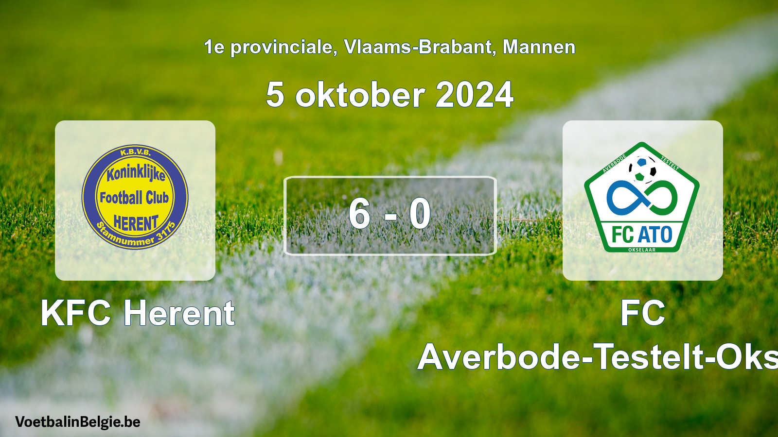 Gespeelde wedstrijd mannenvoetbal: KFC Herent - FC Averbode-Testelt-Okselaar 6 - 0 (5 oktober 2024)