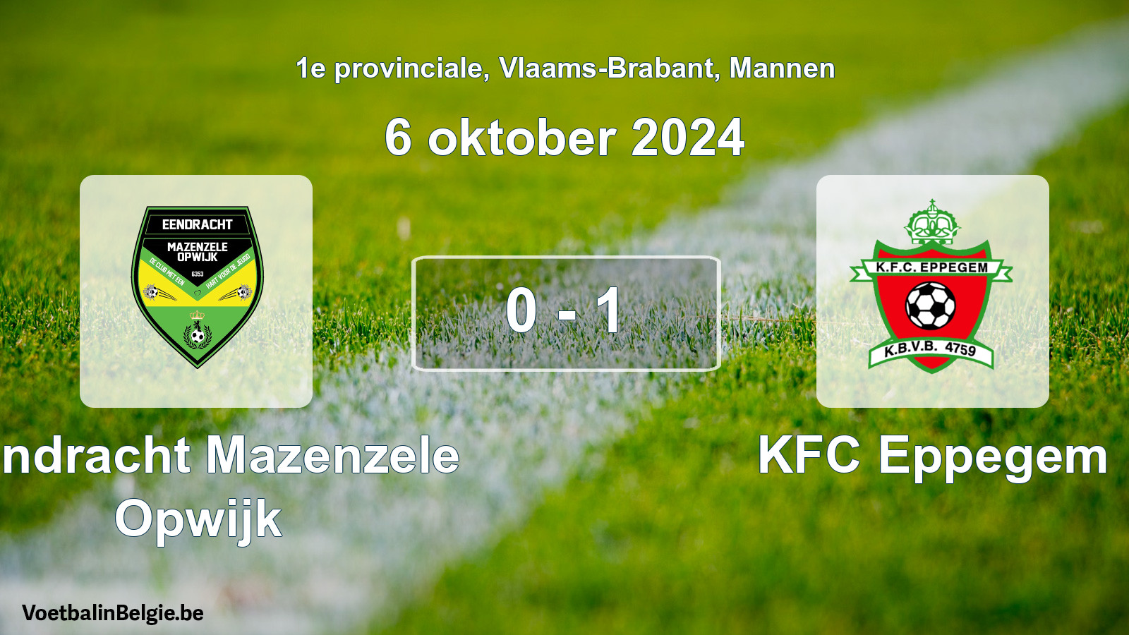 Gespeelde wedstrijd mannenvoetbal: Eendracht Mazenzele Opwijk - KFC Eppegem 0 - 1 (6 oktober 2024)