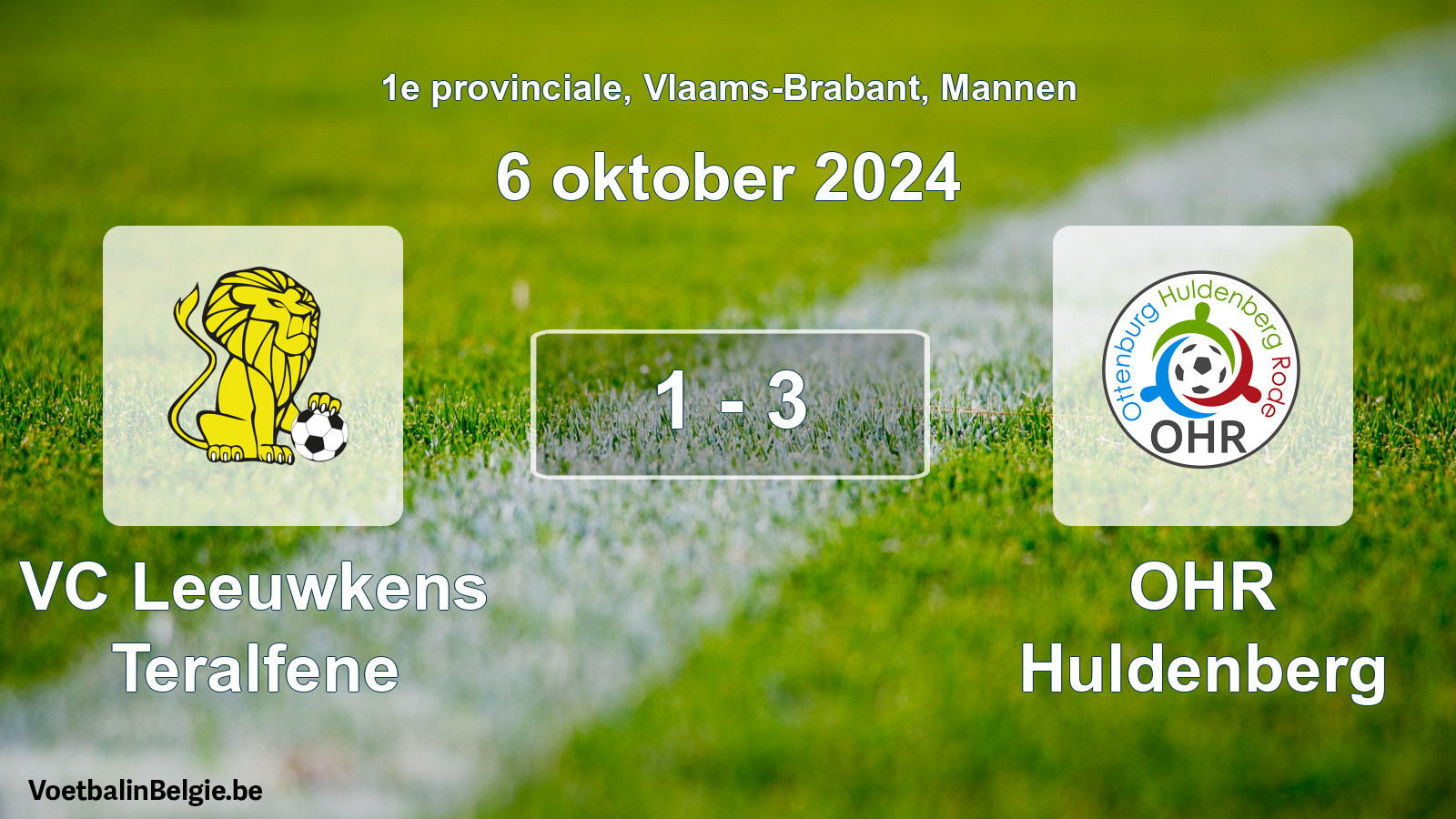 Gespeelde wedstrijd mannenvoetbal: VC Leeuwkens Teralfene - OHR Huldenberg 1 - 3 (6 oktober 2024)