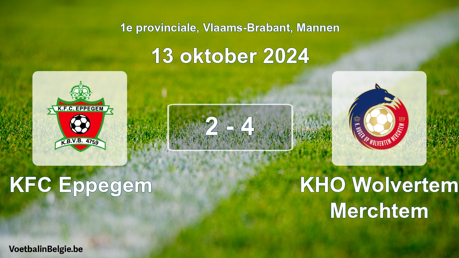 Gespeelde wedstrijd mannenvoetbal: KFC Eppegem - KHO Wolvertem Merchtem 2 - 4 (13 oktober 2024)