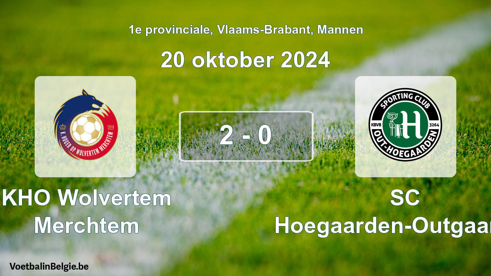 Gespeelde wedstrijd mannenvoetbal: KHO Wolvertem Merchtem - SC Hoegaarden-Outgaarden 2 - 0 (20 oktober 2024)