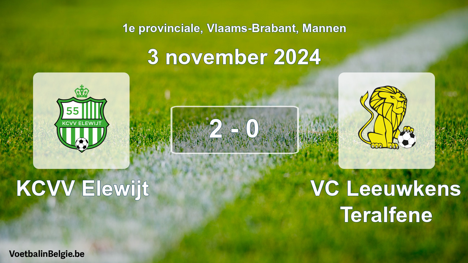 Played match men football: KCVV Elewijt - VC Leeuwkens Teralfene 2 - 0 (3 November 2024)