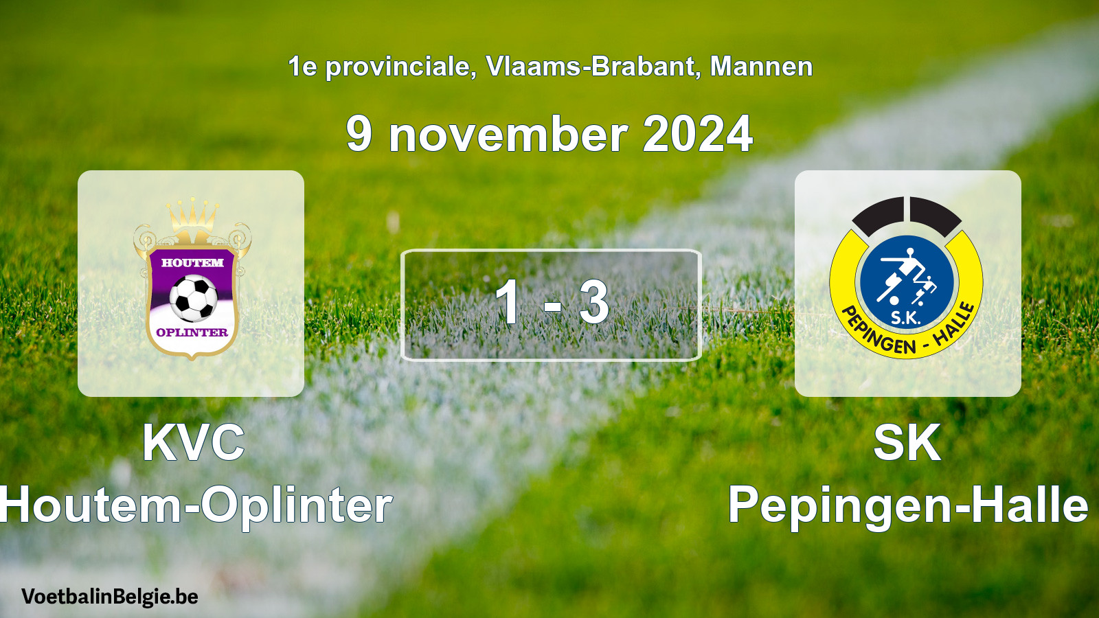 Played match men football: KVC Houtem-Oplinter - SK Pepingen-Halle 1 - 3 (9 November 2024)