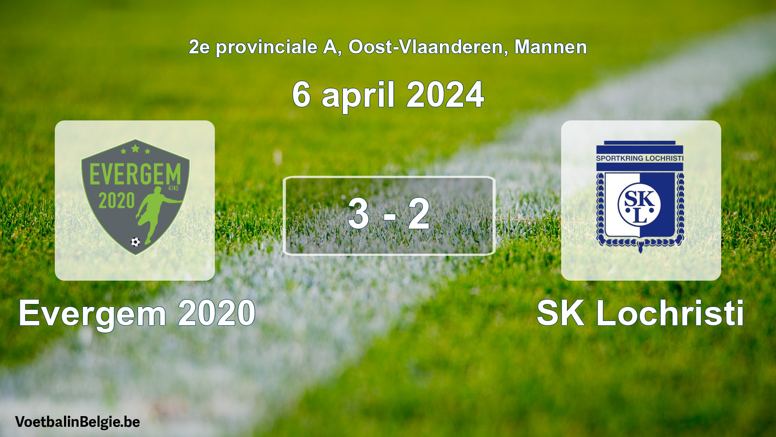 Gespeelde wedstrijd mannenvoetbal: Evergem 2020 - SK Lochristi 3 - 2 (6 april 2024)