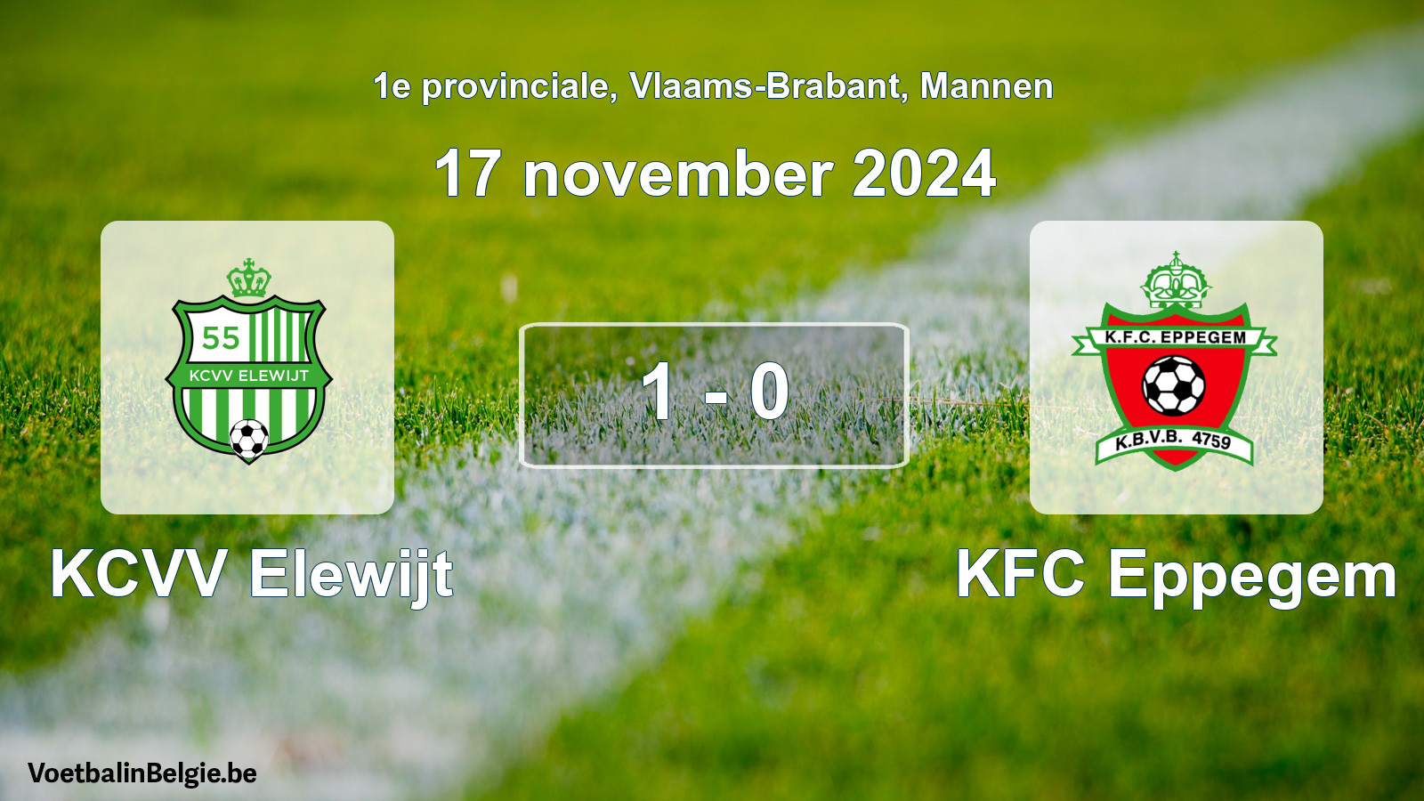 Gespeelde wedstrijd mannenvoetbal: KCVV Elewijt - KFC Eppegem 1 - 0 (17 november 2024)