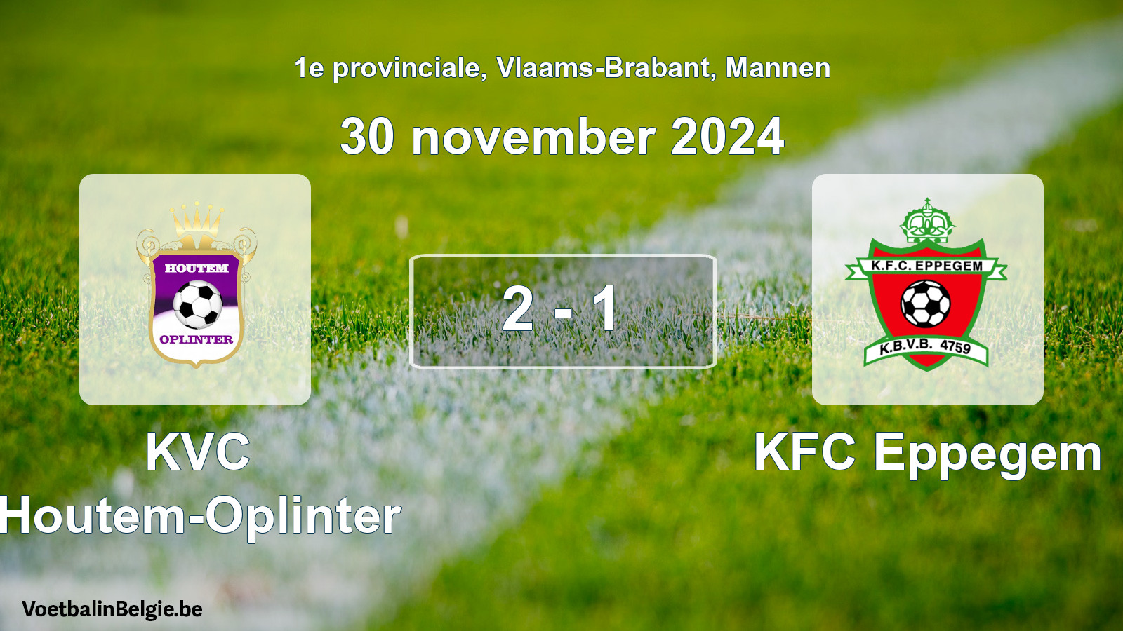 Match joué football hommes: KVC Houtem-Oplinter - KFC Eppegem 2 - 1 (30 novembre 2024)