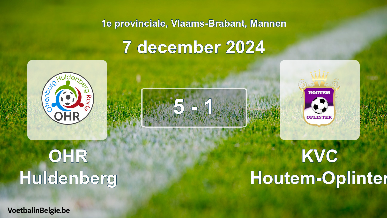 Gespeelde wedstrijd mannenvoetbal: OHR Huldenberg - KVC Houtem-Oplinter 5 - 1 (7 december 2024)