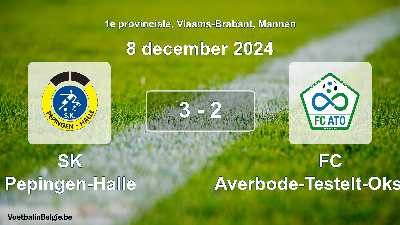 Gespeelde wedstrijd mannenvoetbal: SK Pepingen-Halle - FC Averbode-Testelt-Okselaar 3 - 2 (8 december 2024)