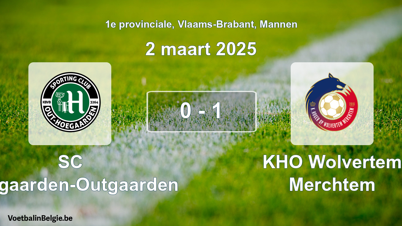 Gespeelde wedstrijd mannenvoetbal: SC Hoegaarden-Outgaarden - KHO Wolvertem Merchtem 0 - 1 (2 maart 2025)