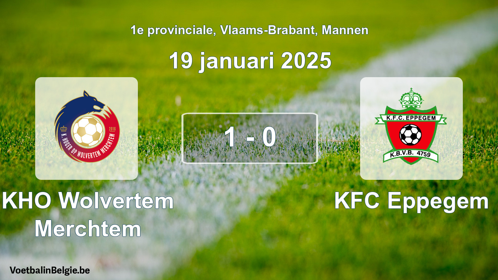 Gespeelde wedstrijd mannenvoetbal: KHO Wolvertem Merchtem - KFC Eppegem 1 - 0 (19 januari 2025)