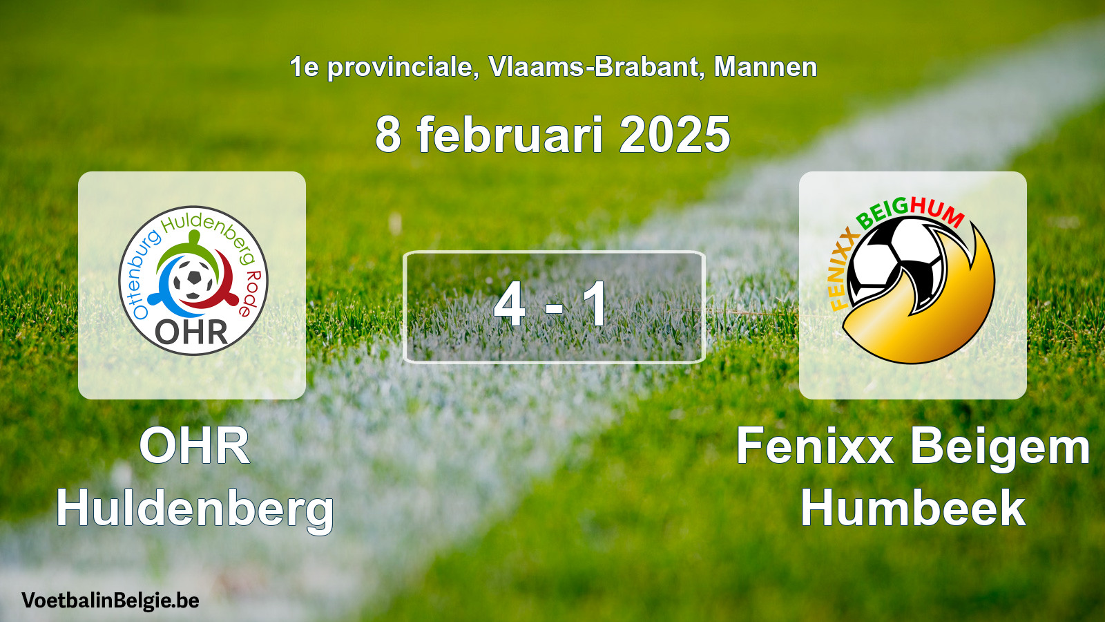 Gespeelde wedstrijd mannenvoetbal: OHR Huldenberg - Fenixx Beigem Humbeek 4 - 1 (8 februari 2025)