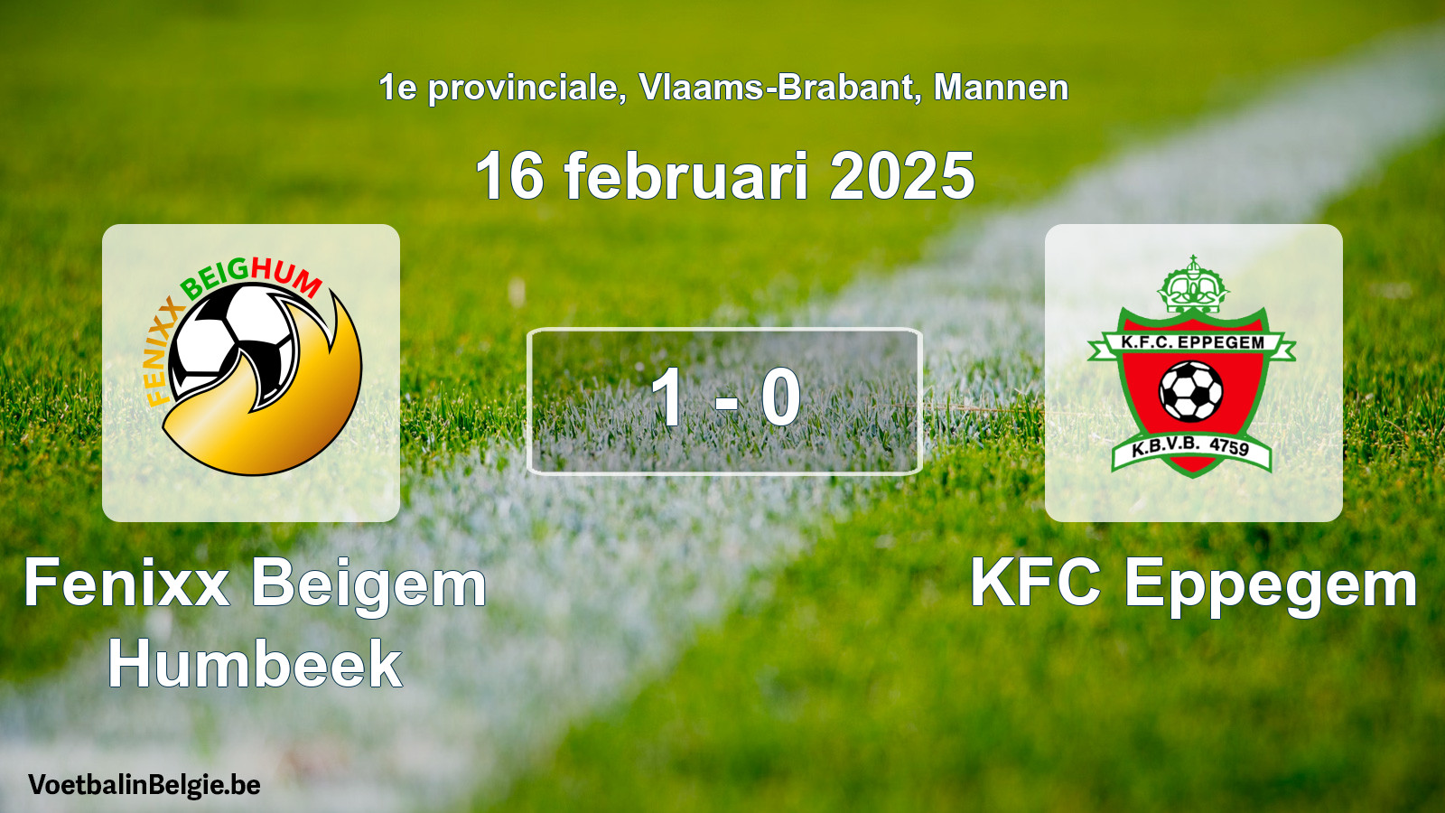Gespeelde wedstrijd mannenvoetbal: Fenixx Beigem Humbeek - KFC Eppegem 1 - 0 (16 februari 2025)