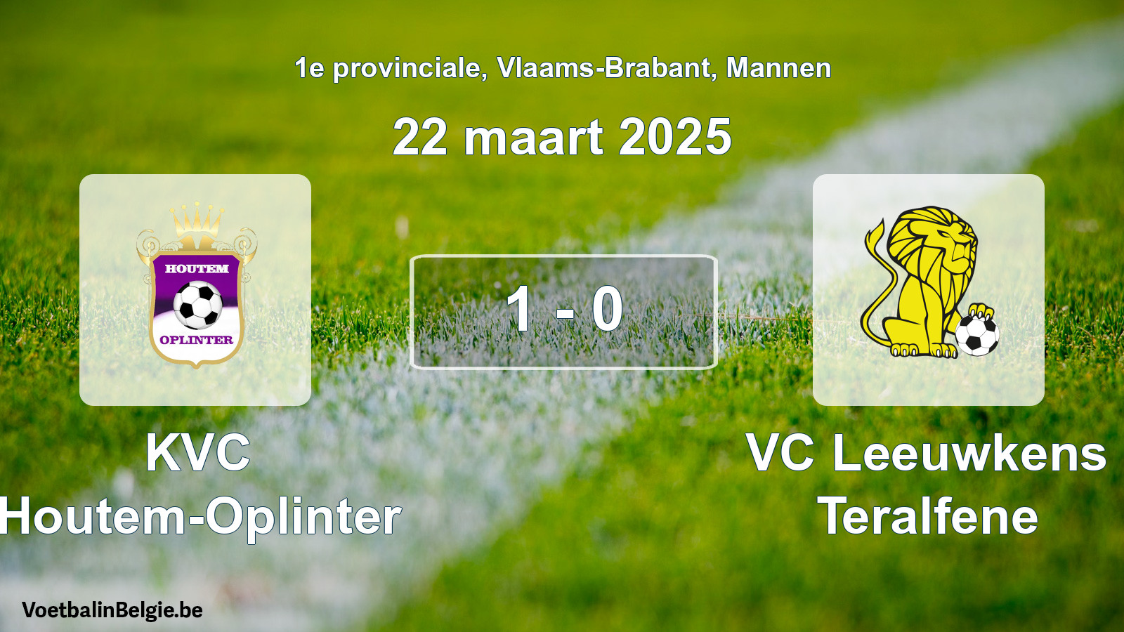 Played match men football: KVC Houtem-Oplinter - VC Leeuwkens Teralfene 1 - 0 (22 March 2025)