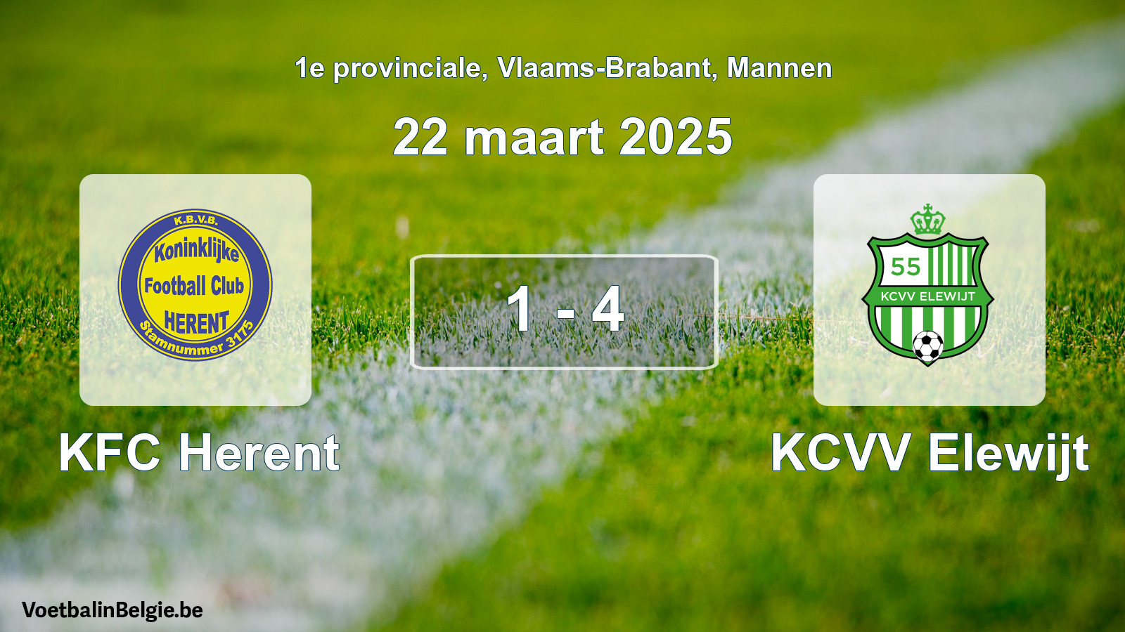 Played match men football: KFC Herent - KCVV Elewijt 1 - 4 (22 March 2025)