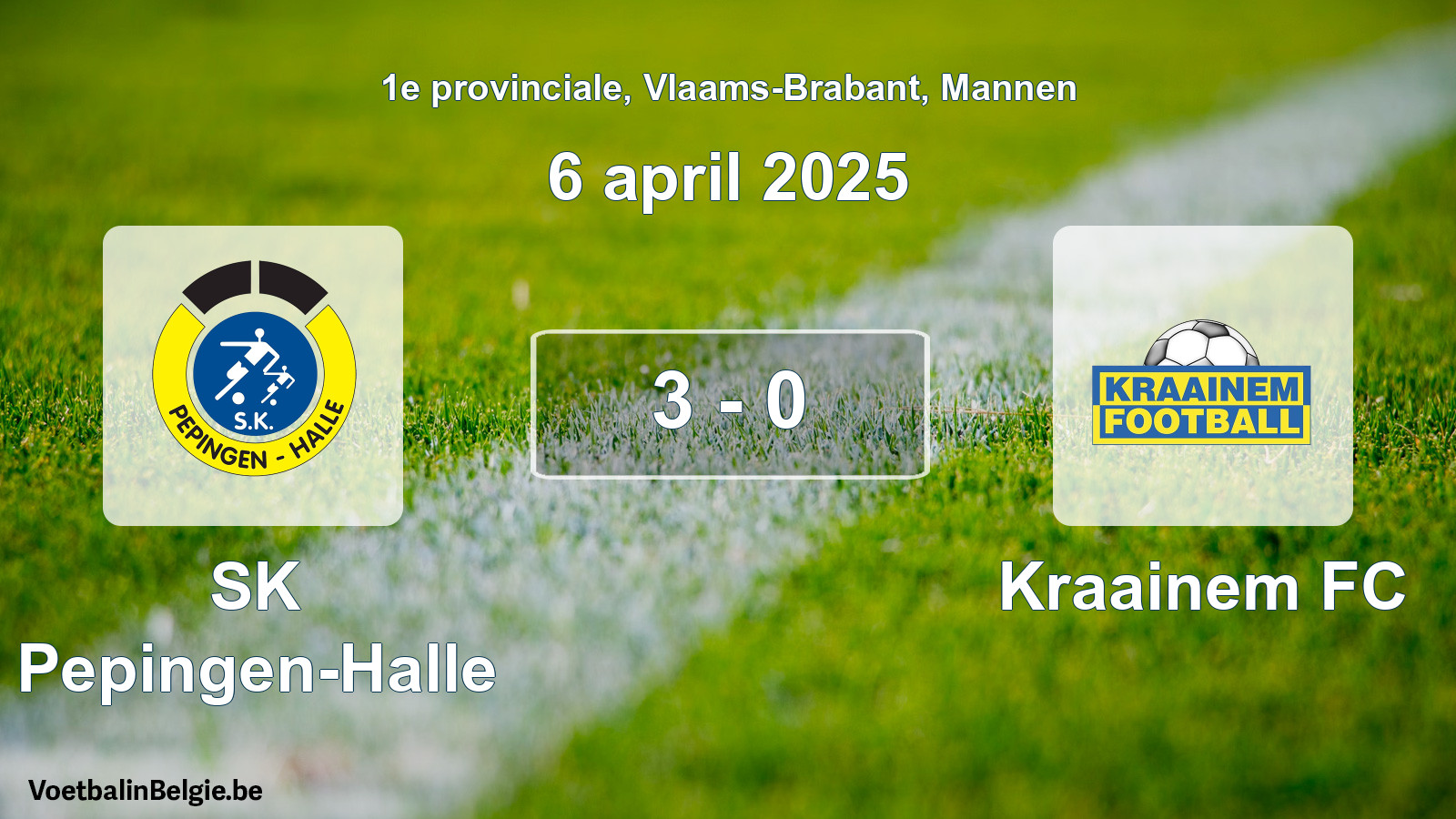 Gespieltes Spiel männer-Fußball: SK Pepingen-Halle - Kraainem FC 3 - 0 (6 April 2025)
