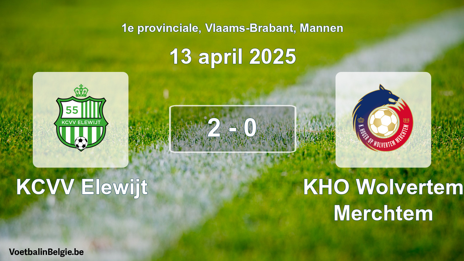 Gespeelde wedstrijd mannenvoetbal: KCVV Elewijt - KHO Wolvertem Merchtem 2 - 0 (13 april 2025)