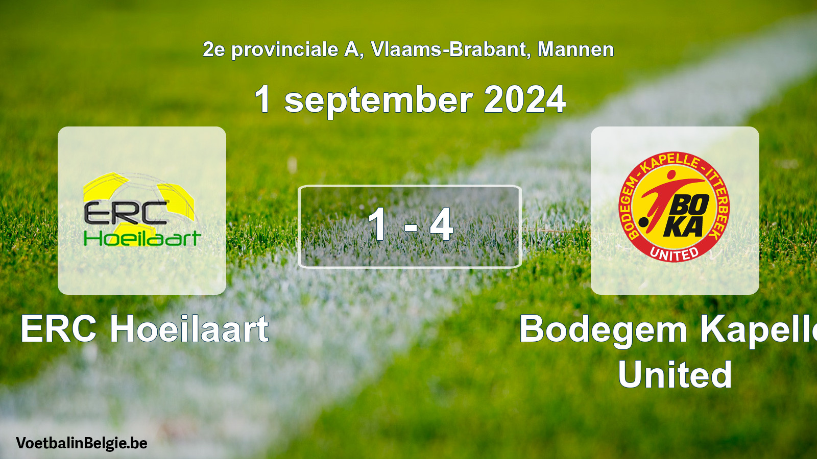 Played match men football: ERC Hoeilaart - Bodegem Kapelle United 1 - 4 (1 September 2024)
