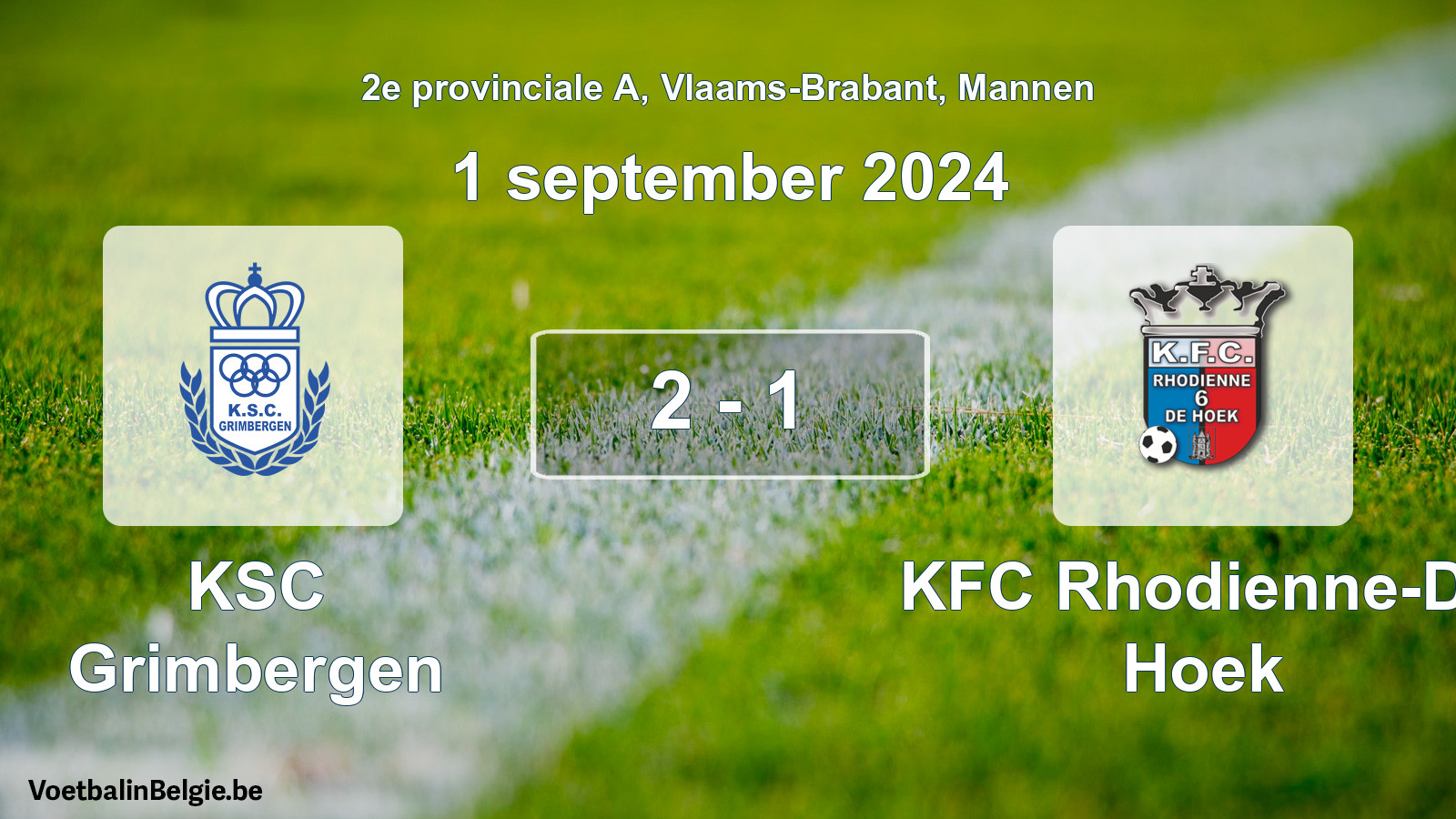 Played match men football: KSC Grimbergen - KFC Rhodienne-De Hoek 2 - 1 (1 September 2024)