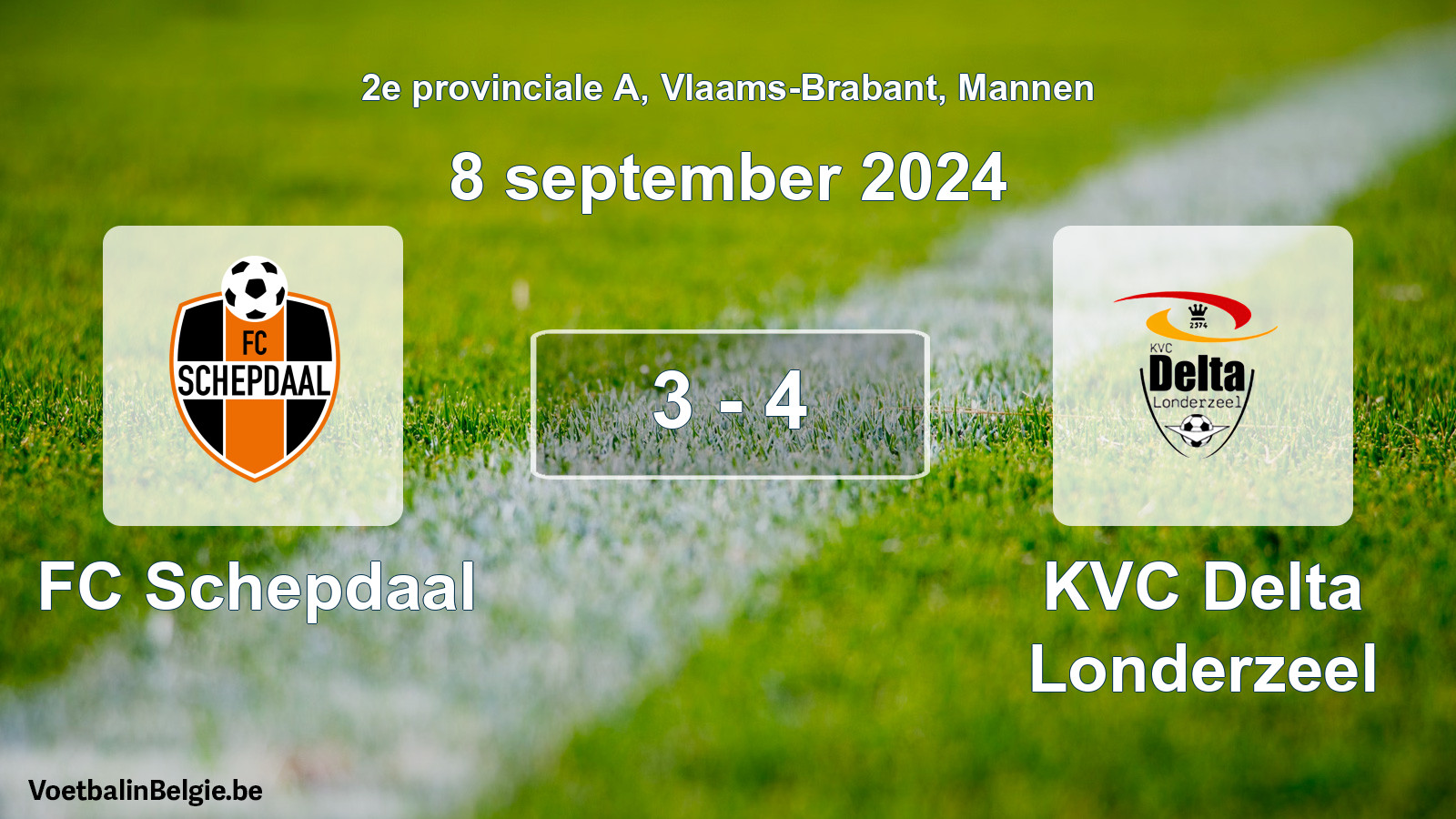 Match joué football hommes: FC Schepdaal - KVC Delta Londerzeel 3 - 4 (8 septembre 2024)
