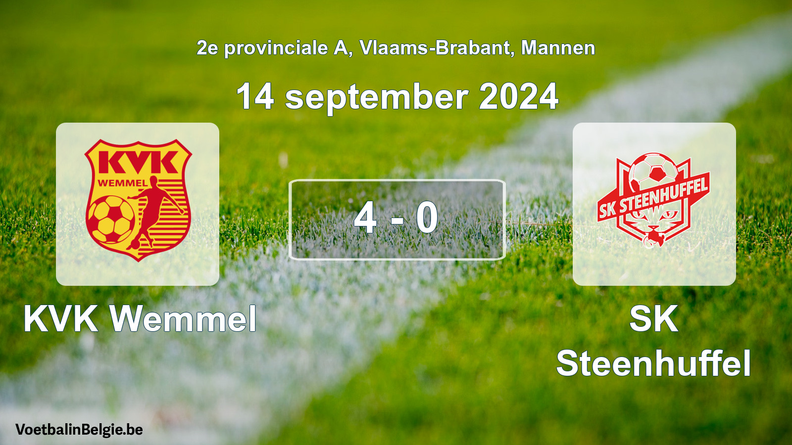 Gespeelde wedstrijd mannenvoetbal: KVK Wemmel - SK Steenhuffel 4 - 0 (14 september 2024)