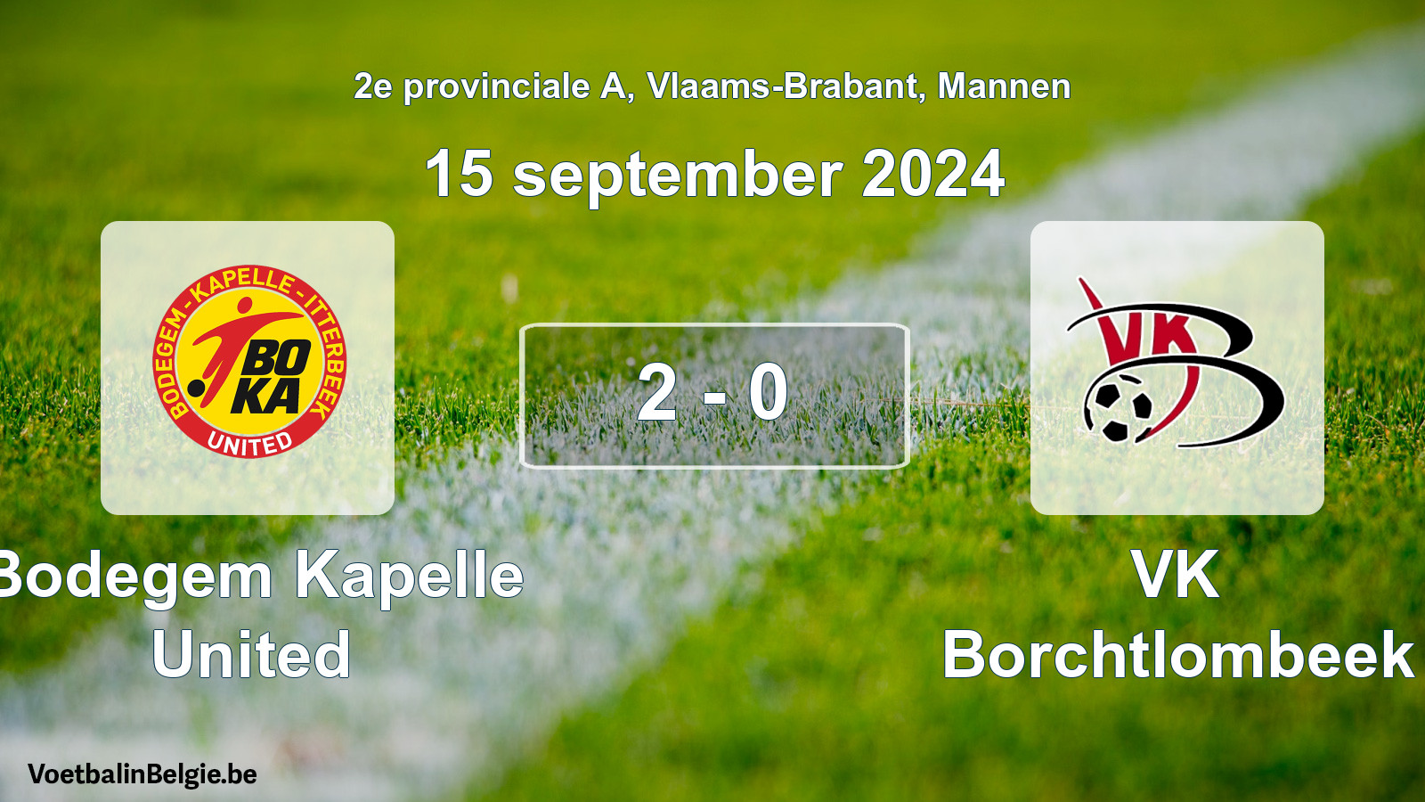 Gespeelde wedstrijd mannenvoetbal: Bodegem Kapelle United - VK Borchtlombeek 2 - 0 (15 september 2024)