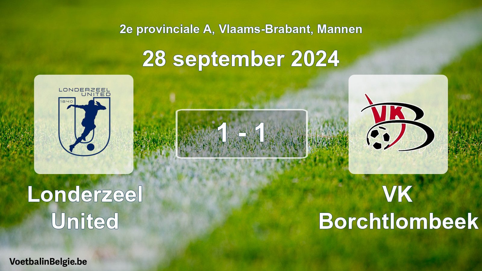 Gespeelde wedstrijd mannenvoetbal: Londerzeel United - VK Borchtlombeek 1 - 1 (28 september 2024)