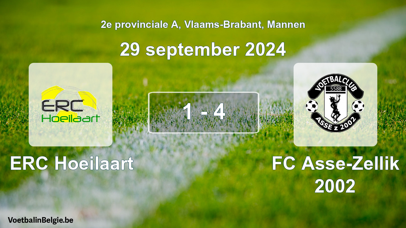 Gespeelde wedstrijd mannenvoetbal: ERC Hoeilaart - FC Asse-Zellik 2002 1 - 4 (29 september 2024)
