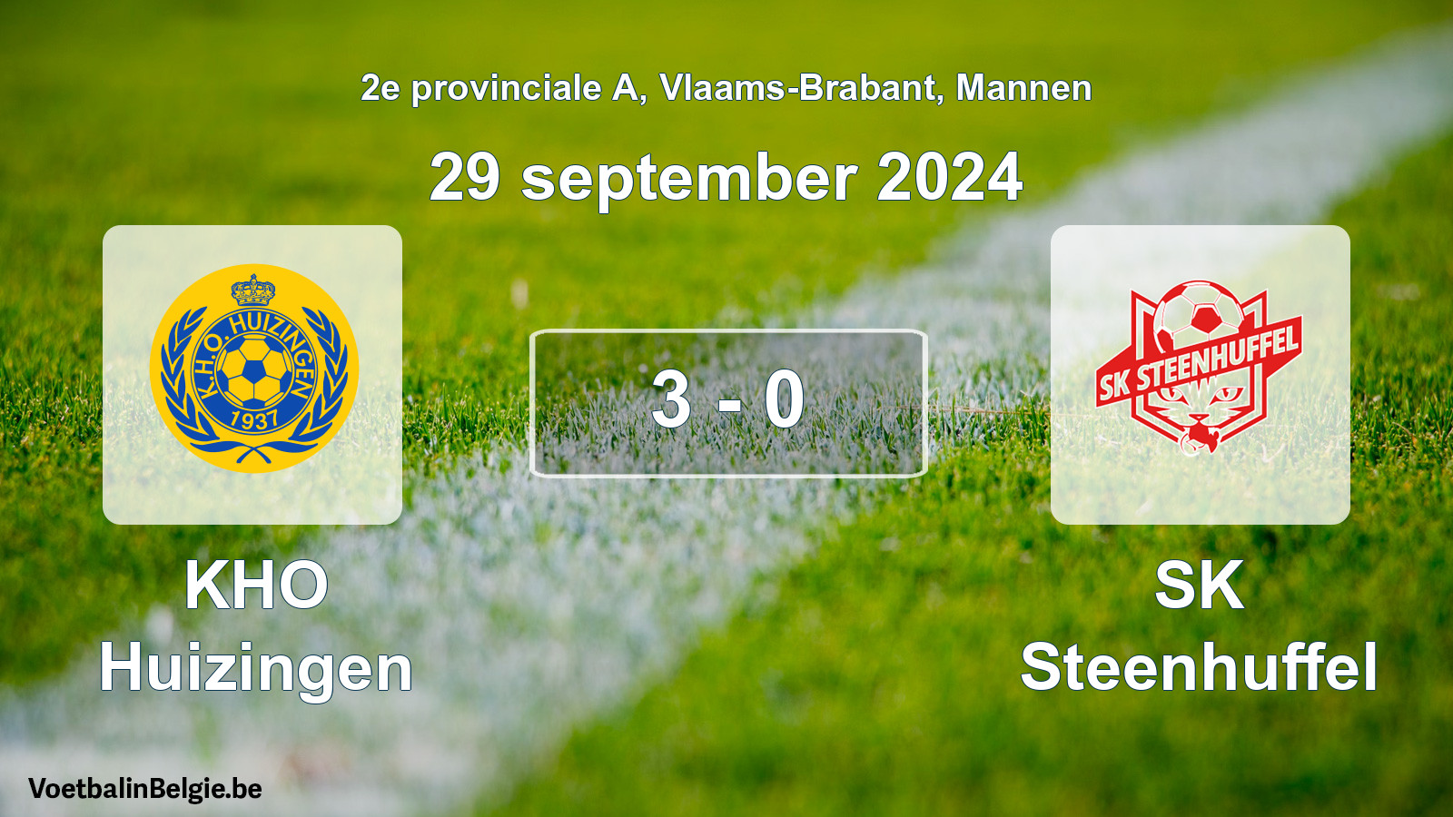 Gespeelde wedstrijd mannenvoetbal: KHO Huizingen - SK Steenhuffel 3 - 0 (29 september 2024)
