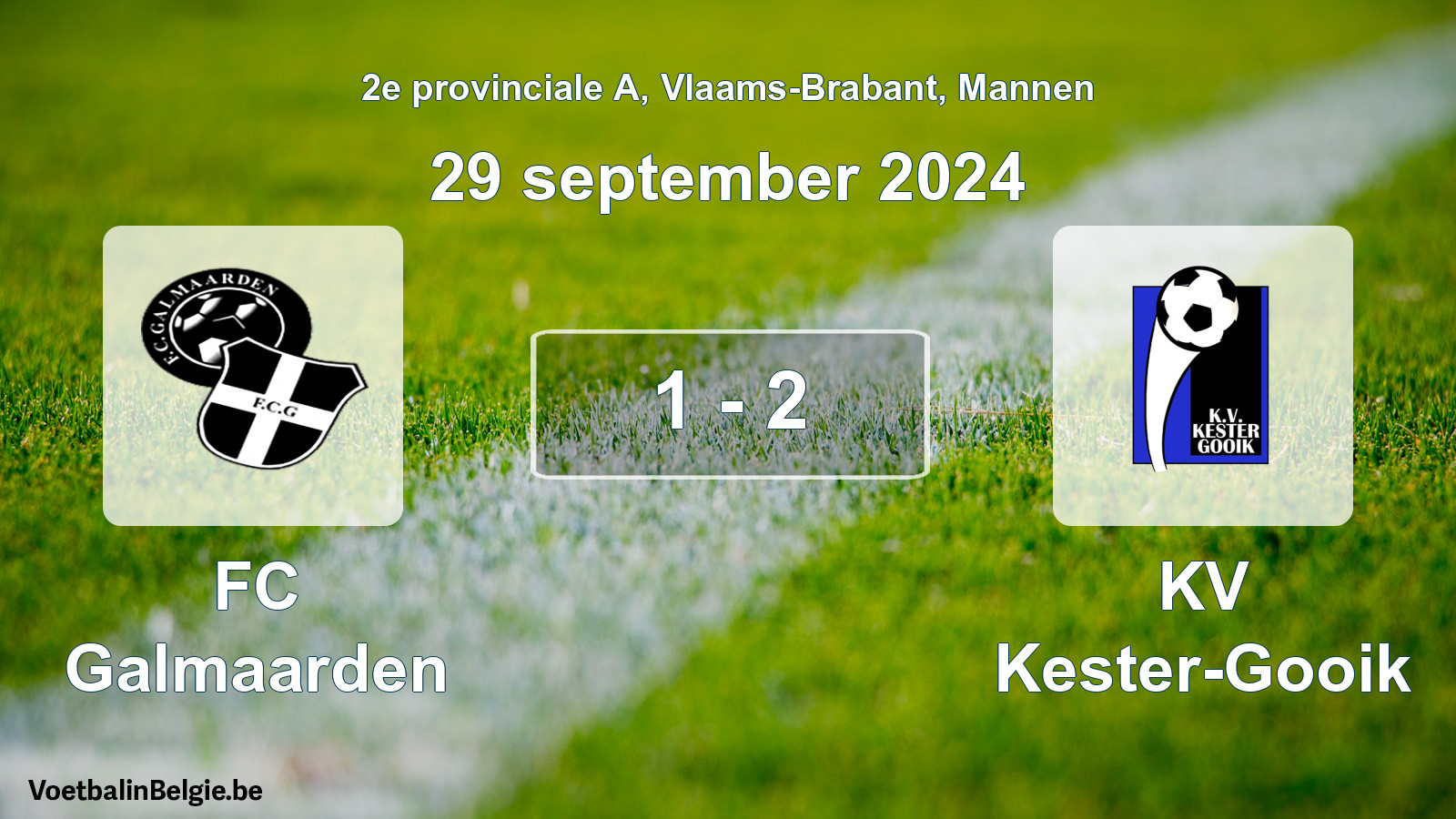 Gespeelde wedstrijd mannenvoetbal: FC Galmaarden - KV Kester-Gooik 1 - 2 (29 september 2024)