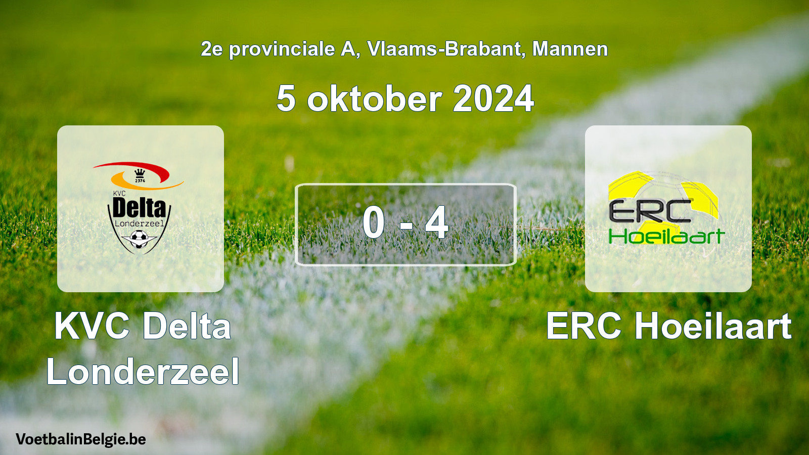 Gespeelde wedstrijd mannenvoetbal: KVC Delta Londerzeel - ERC Hoeilaart 0 - 4 (5 oktober 2024)