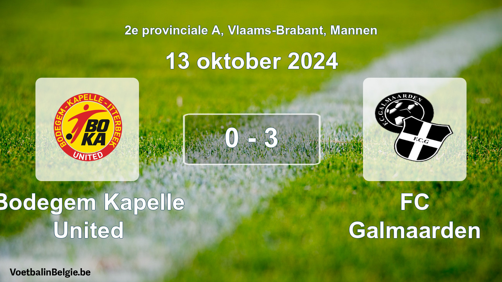 Gespieltes Spiel männer-Fußball: Bodegem Kapelle United - FC Galmaarden 0 - 3 (13 Oktober 2024)