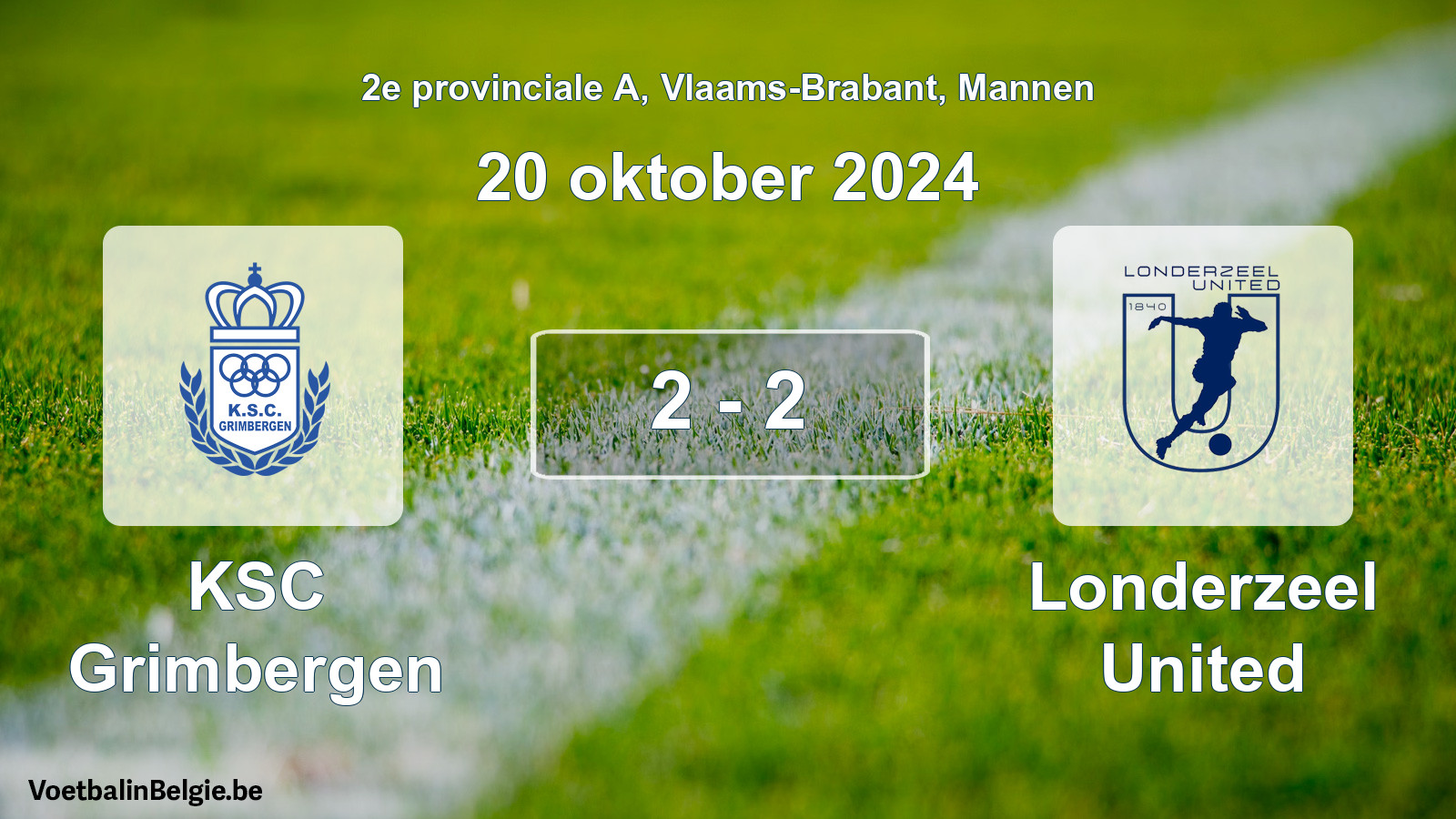 Gespieltes Spiel männer-Fußball: KSC Grimbergen - Londerzeel United 2 - 2 (20 Oktober 2024)