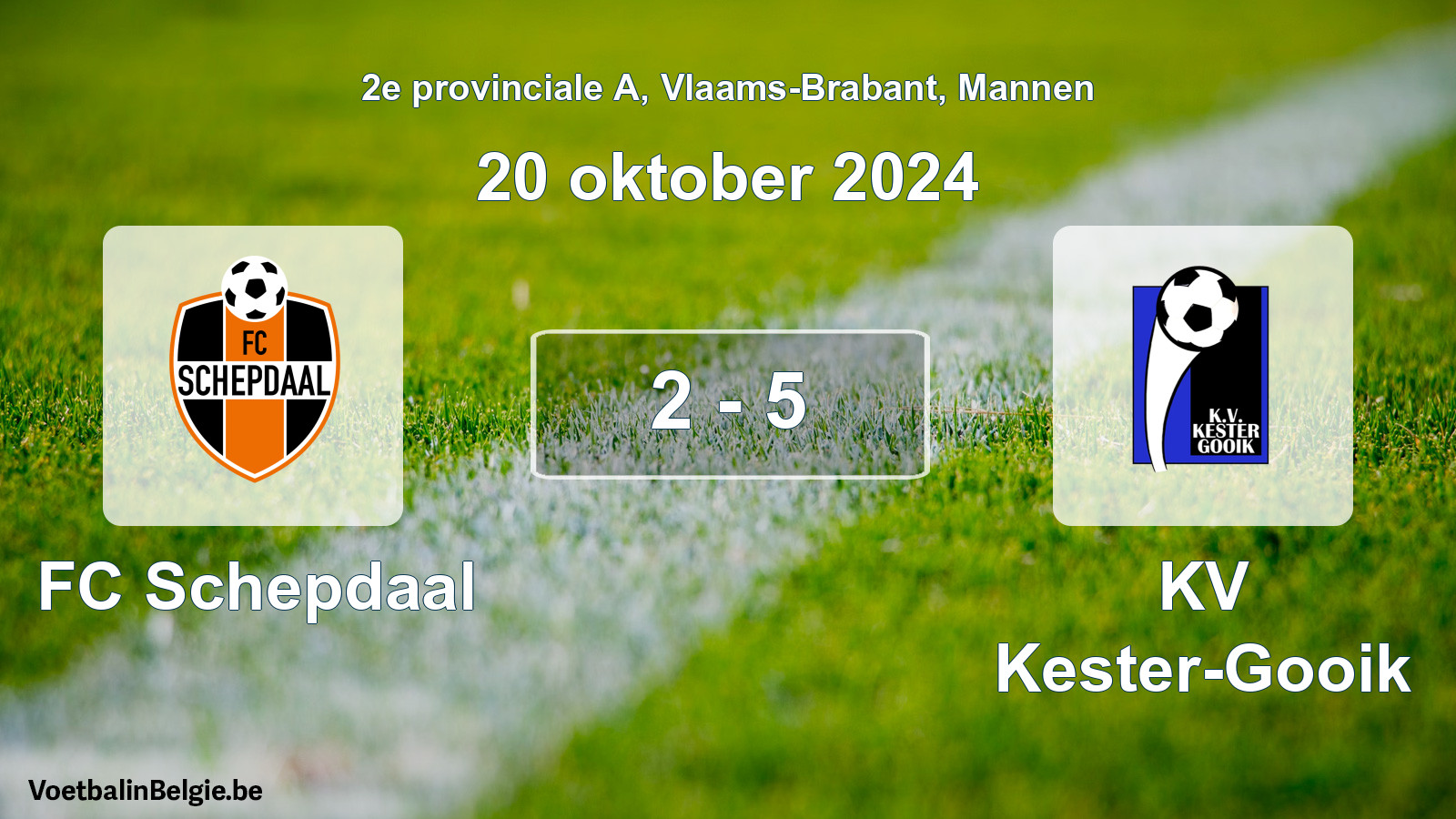 Gespeelde wedstrijd mannenvoetbal: FC Schepdaal - KV Kester-Gooik 2 - 5 (20 oktober 2024)
