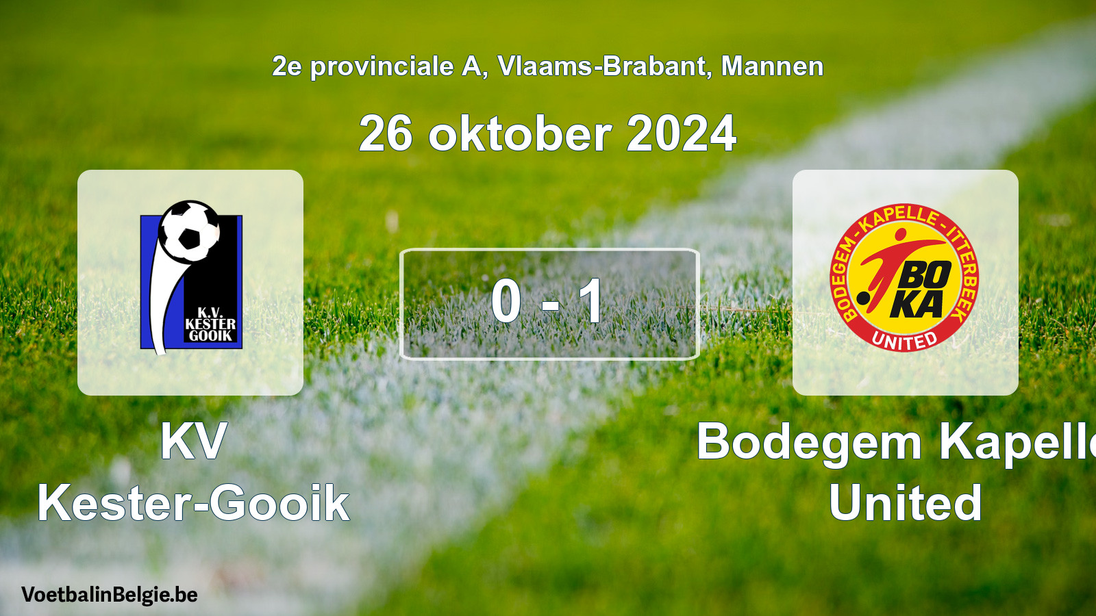 Gespeelde wedstrijd mannenvoetbal: KV Kester-Gooik - Bodegem Kapelle United 0 - 1 (26 oktober 2024)