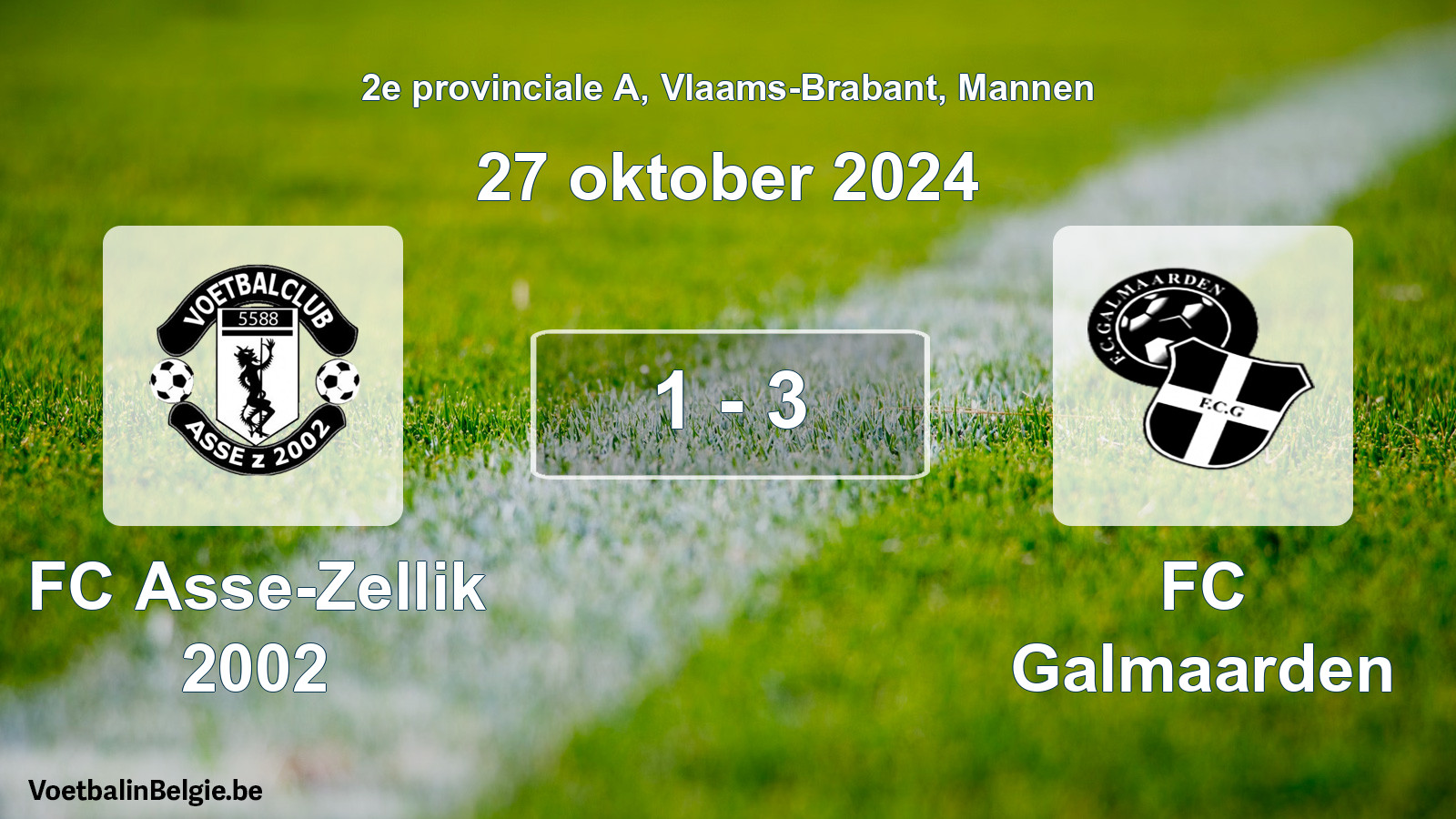Gespeelde wedstrijd mannenvoetbal: FC Asse-Zellik 2002 - FC Galmaarden 1 - 3 (27 oktober 2024)