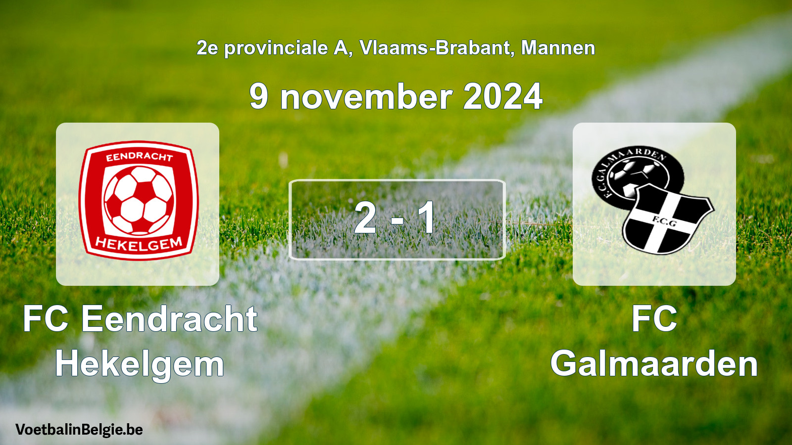 Gespeelde wedstrijd mannenvoetbal: FC Eendracht Hekelgem - FC Galmaarden 2 - 1 (9 november 2024)