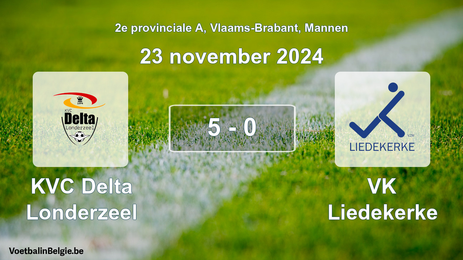 Gespeelde wedstrijd mannenvoetbal: KVC Delta Londerzeel - VK Liedekerke 5 - 0 (23 november 2024)