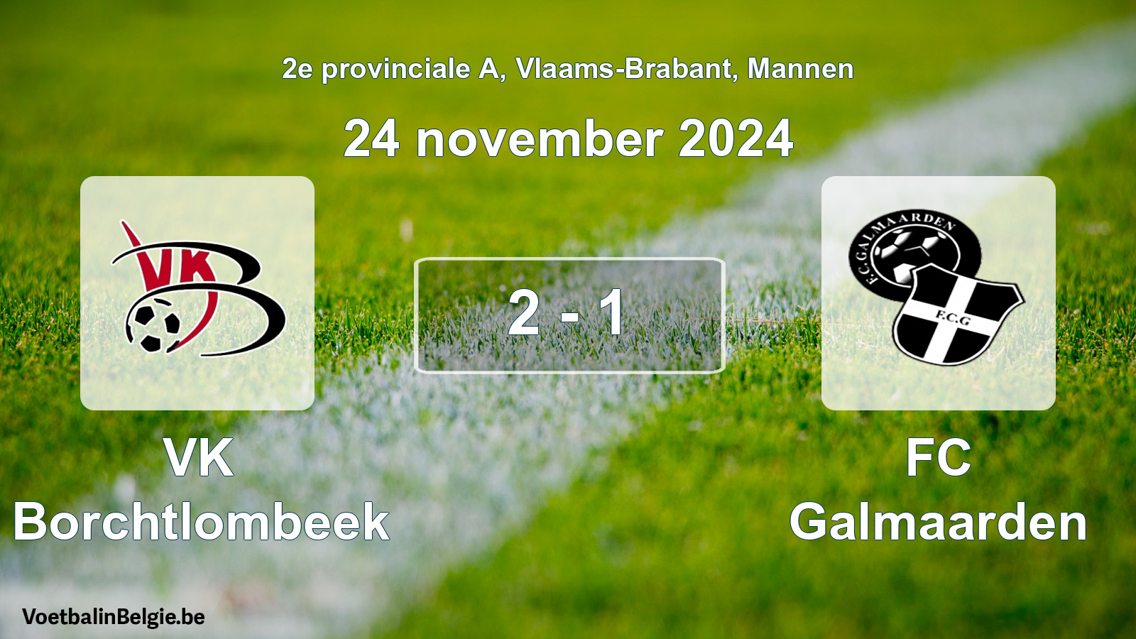 Gespeelde wedstrijd mannenvoetbal: VK Borchtlombeek - FC Galmaarden 2 - 1 (24 november 2024)