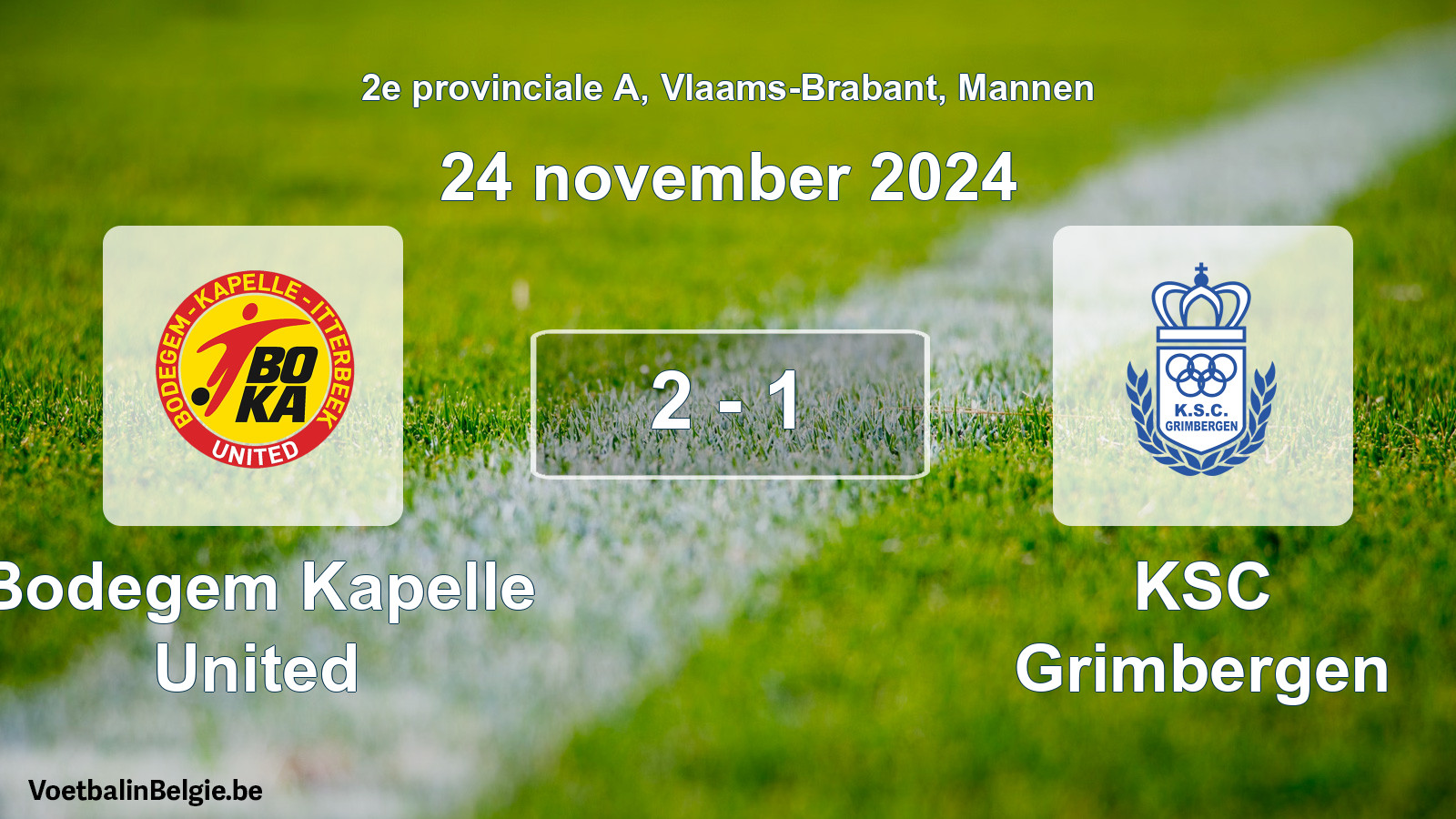 Played match men football: Bodegem Kapelle United - KSC Grimbergen 2 - 1 (24 November 2024)