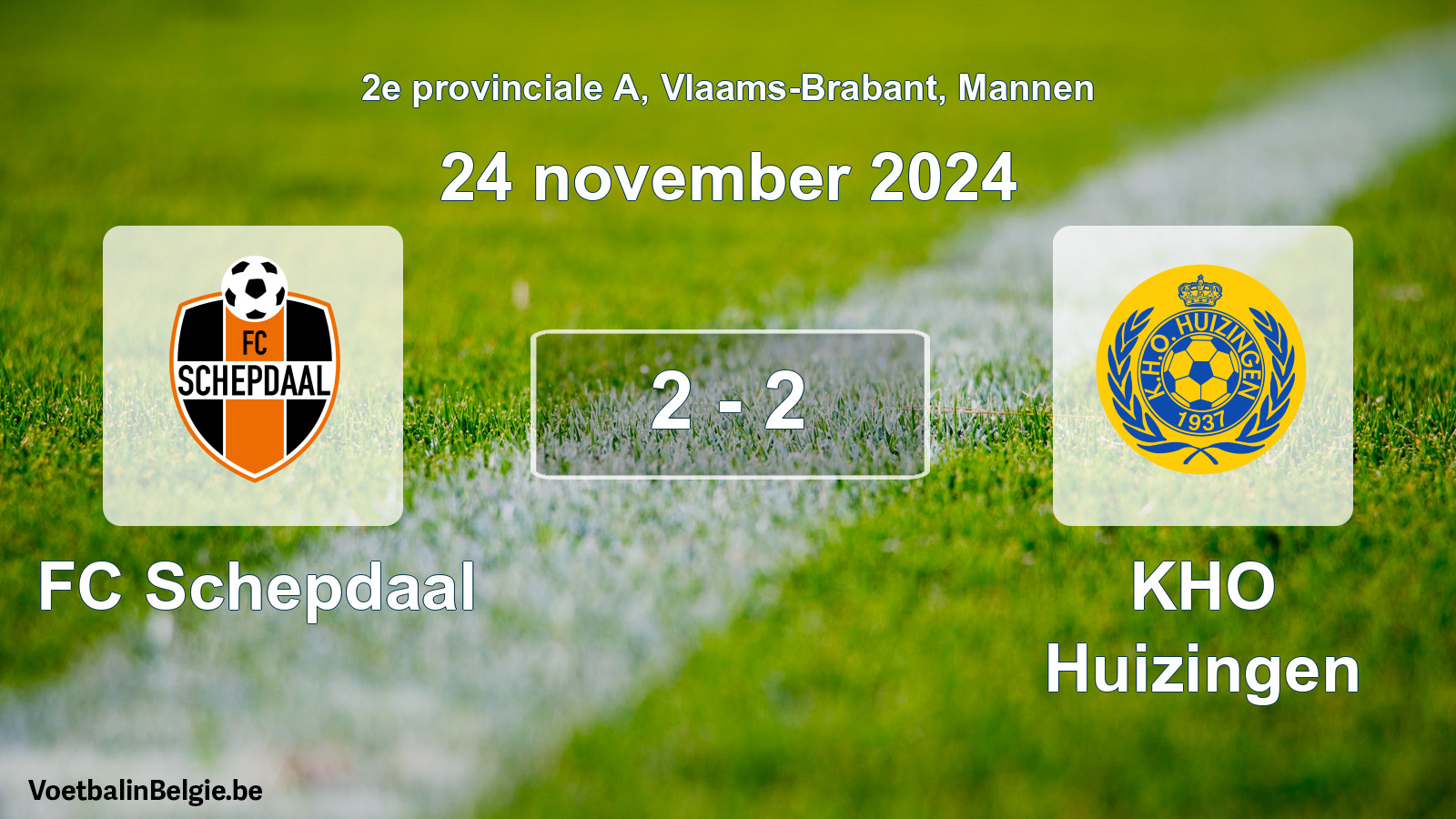 Gespeelde wedstrijd mannenvoetbal: FC Schepdaal - KHO Huizingen 2 - 2 (24 november 2024)