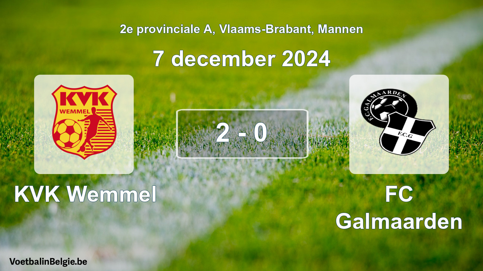 Gespeelde wedstrijd mannenvoetbal: KVK Wemmel - FC Galmaarden 2 - 0 (7 december 2024)