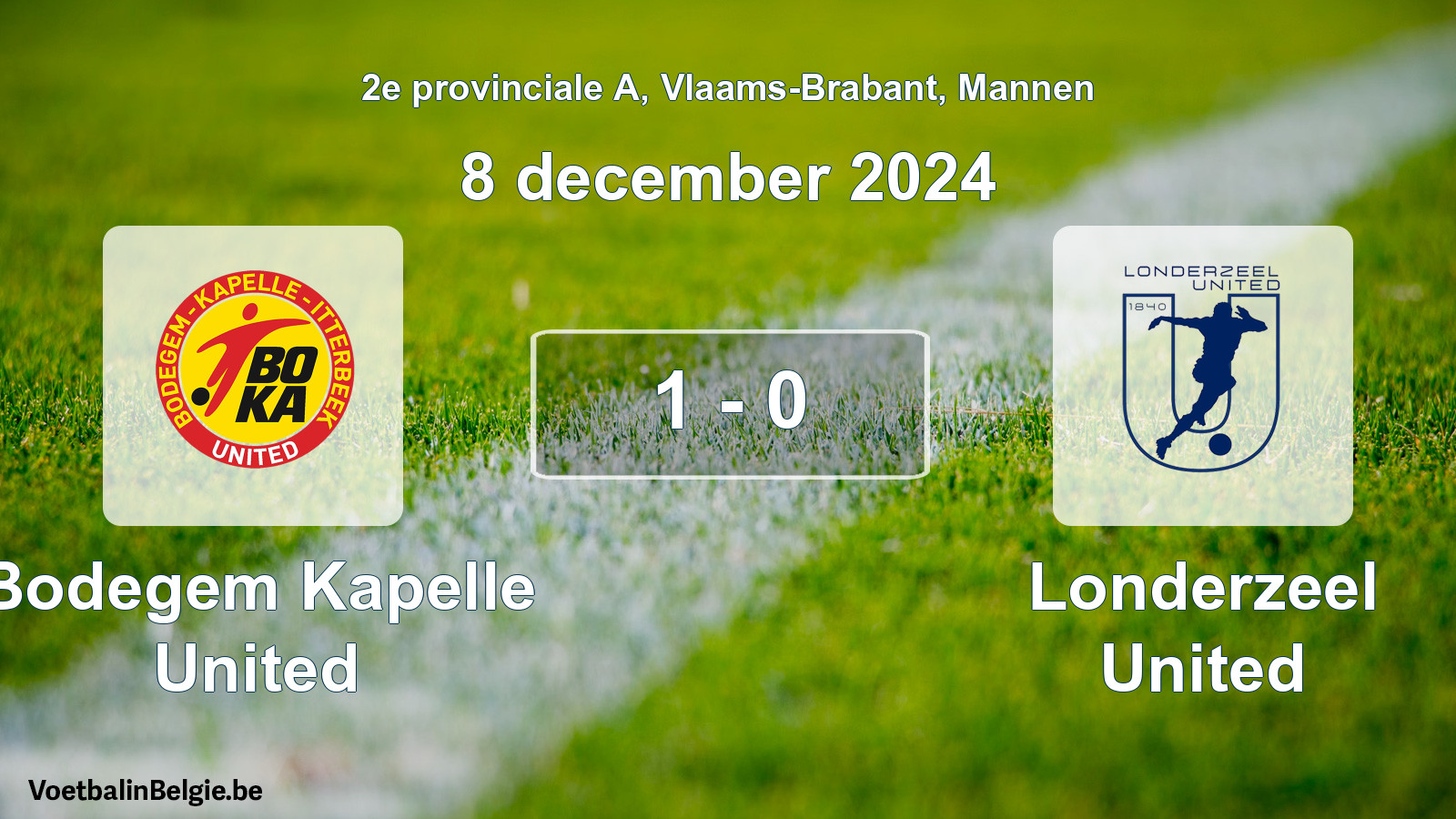 Gespieltes Spiel männer-Fußball: Bodegem Kapelle United - Londerzeel United 1 - 0 (8 Dezember 2024)