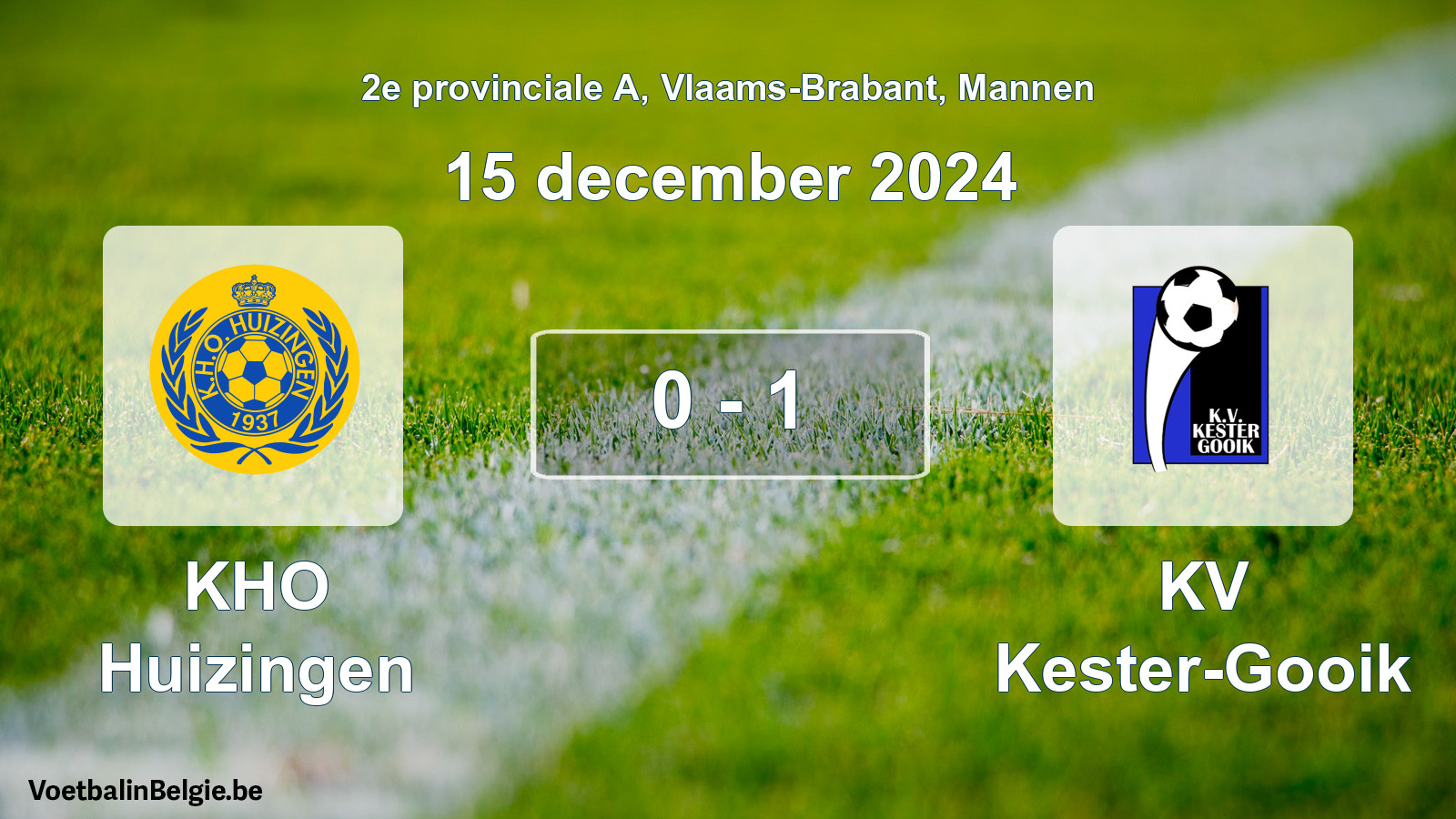 Gespeelde wedstrijd mannenvoetbal: KHO Huizingen - KV Kester-Gooik 0 - 1 (15 december 2024)