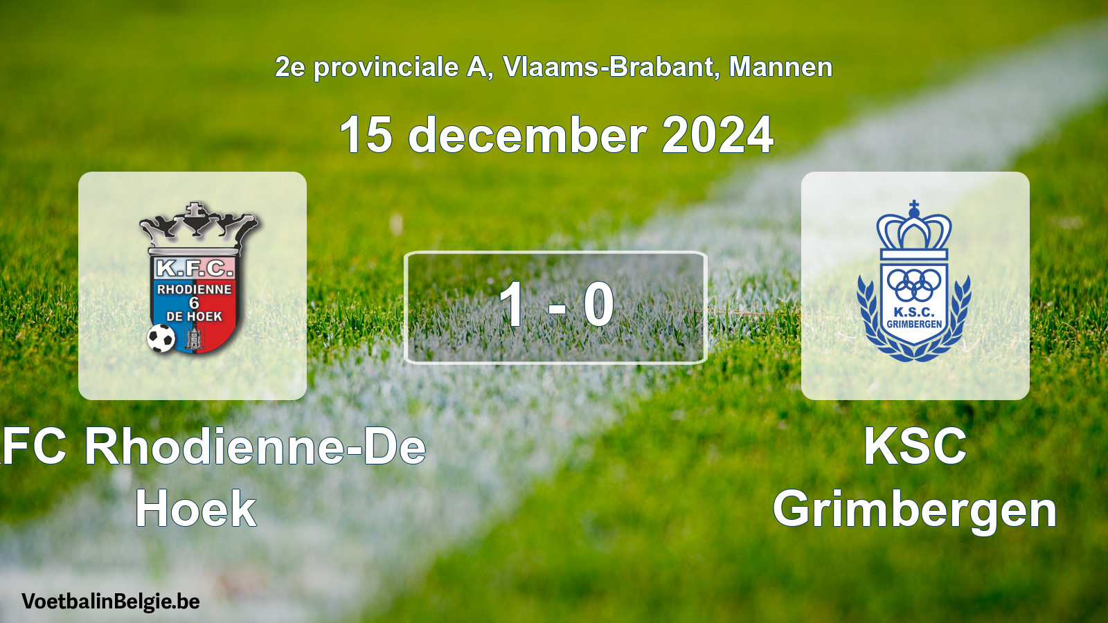 Played match men football: KFC Rhodienne-De Hoek - KSC Grimbergen 1 - 0 (15 December 2024)