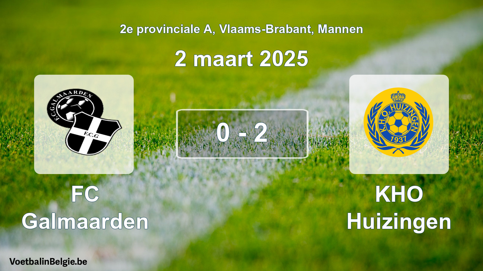 Gespeelde wedstrijd mannenvoetbal: FC Galmaarden - KHO Huizingen 0 - 2 (2 maart 2025)